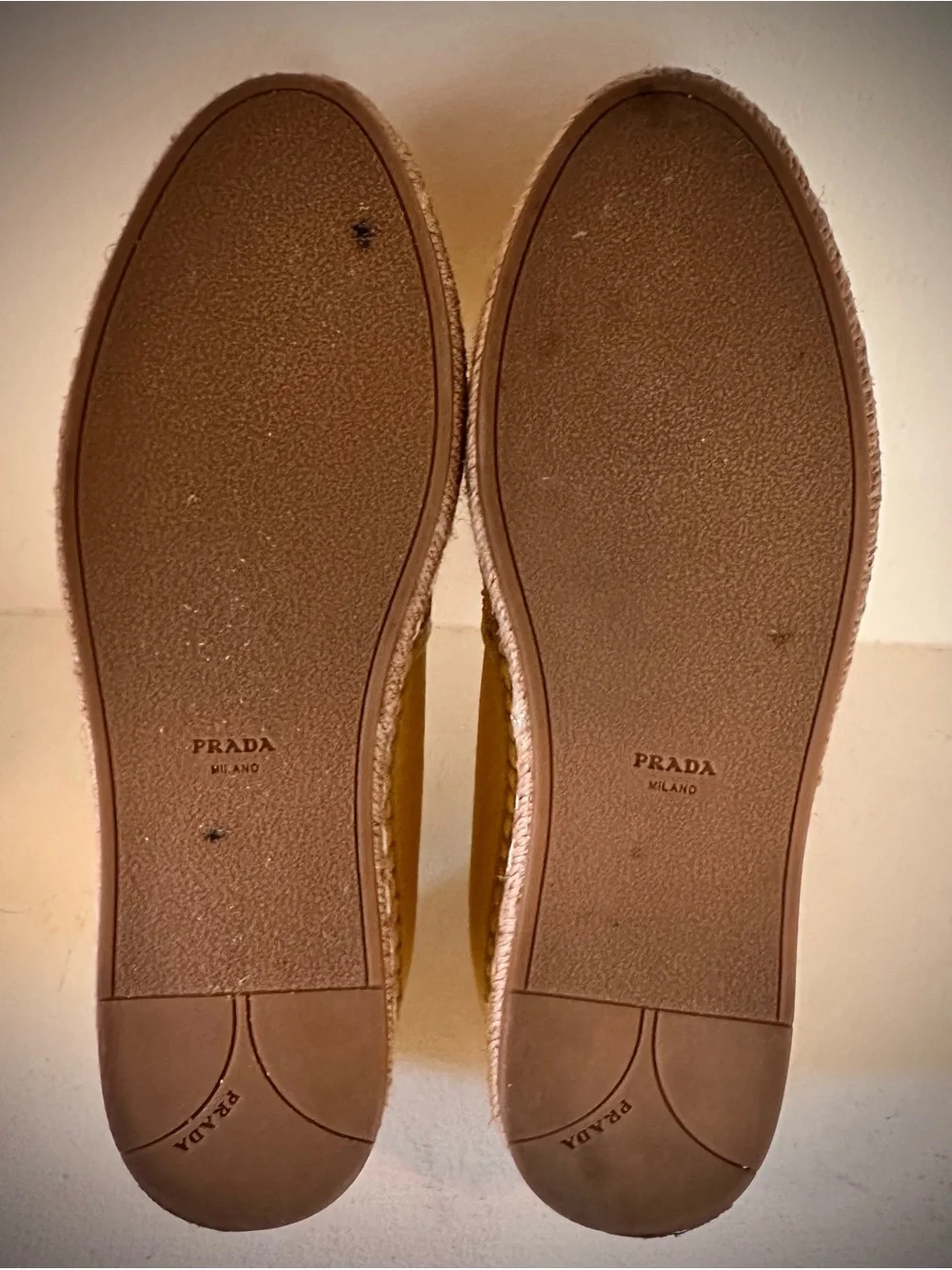 Prada Yellow Leather Platform Espadrille Loafers 40.5